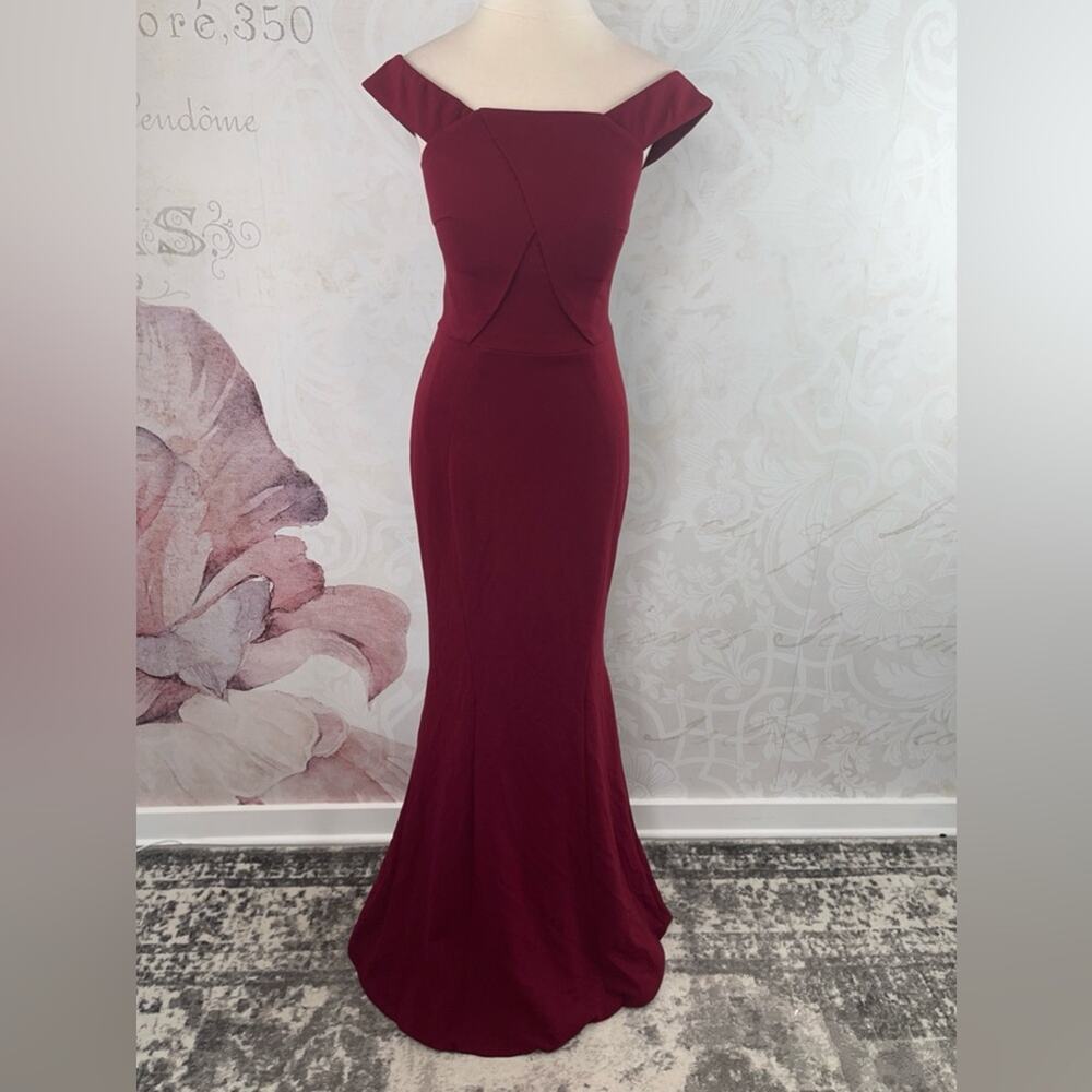 Bariano Australia sample gown wine mermaid US size 4 NWT